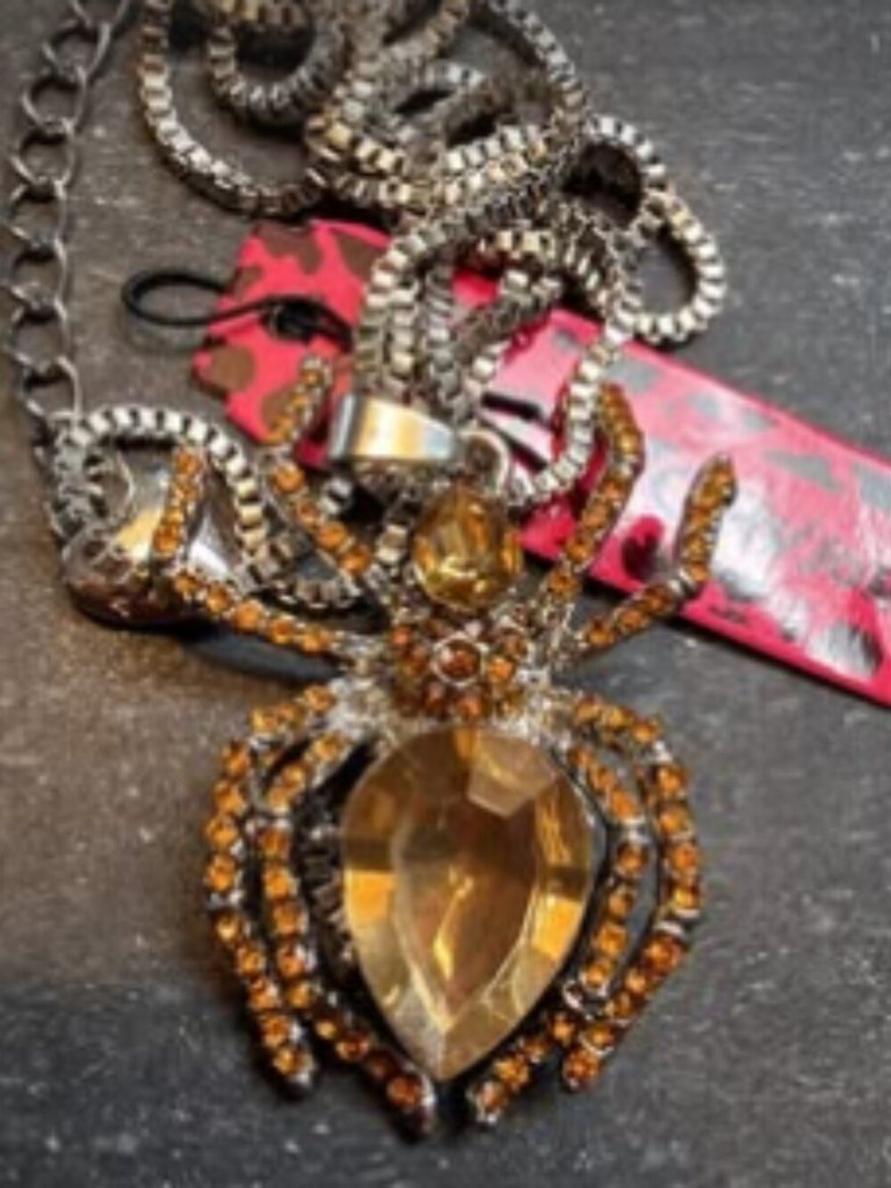 Betsey Johnson Amber Spider Necklace